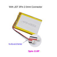3.7V 3000mAh 11.1Wh Li-Polymer Li Lipo Battery NTC Thermistor 3 Wires JST 3Pin 2.0mm Connector 505573 For GPS DashCam Tablet PC
