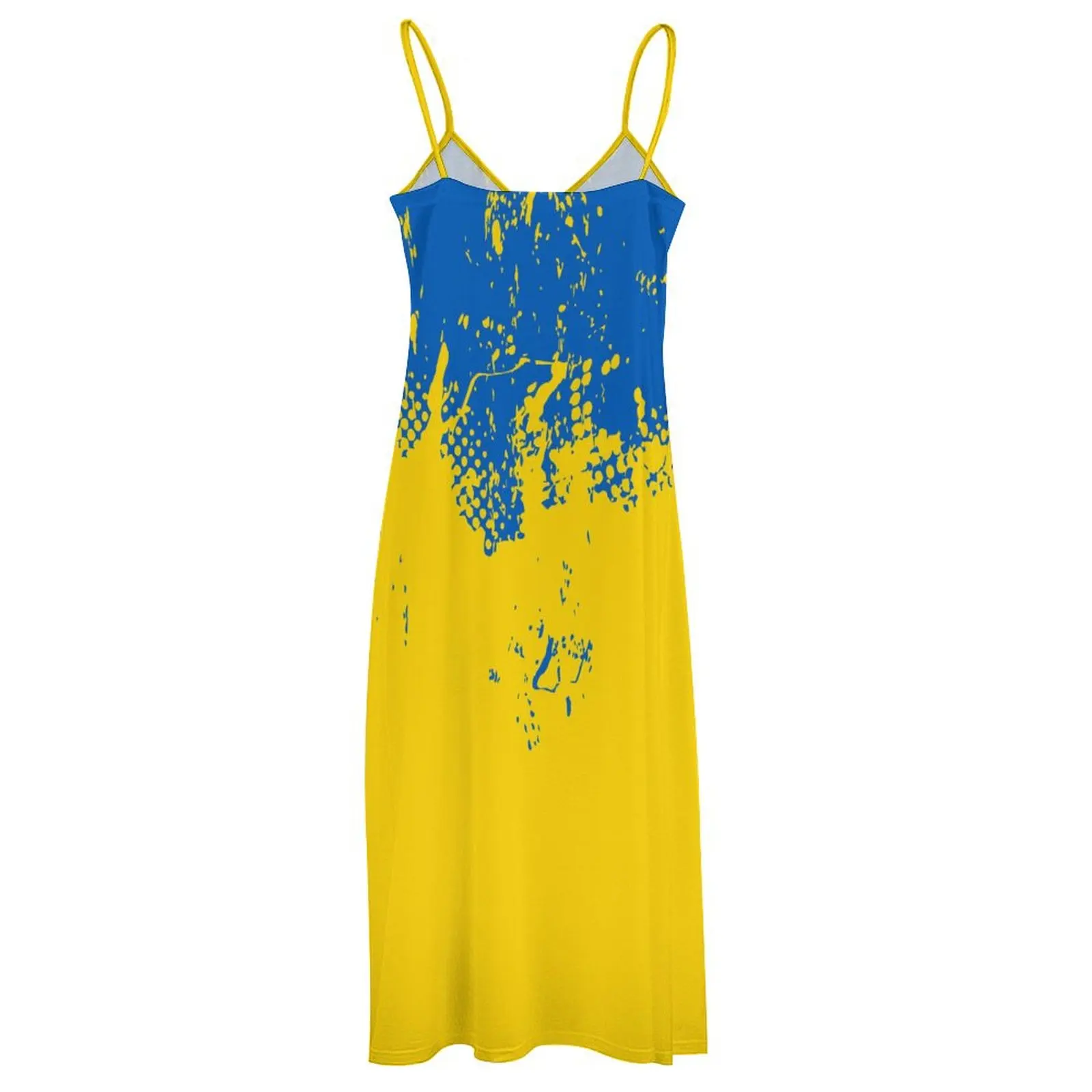 Long Dresses Dress Ukraine Flag Gain Print New Casual Sleeveless Women\'s V-Neck Printed Dress Swing Retro Dresses