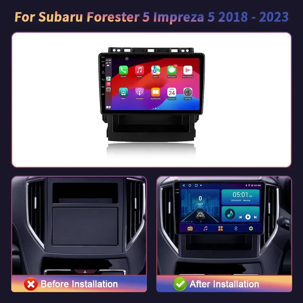 Car Screen Radio Multimedia Navigation 2DIN 4G GPS Android 14 For Subaru Forester 5 Impreza 5 2018-2023 Wireless Carplay Stereo