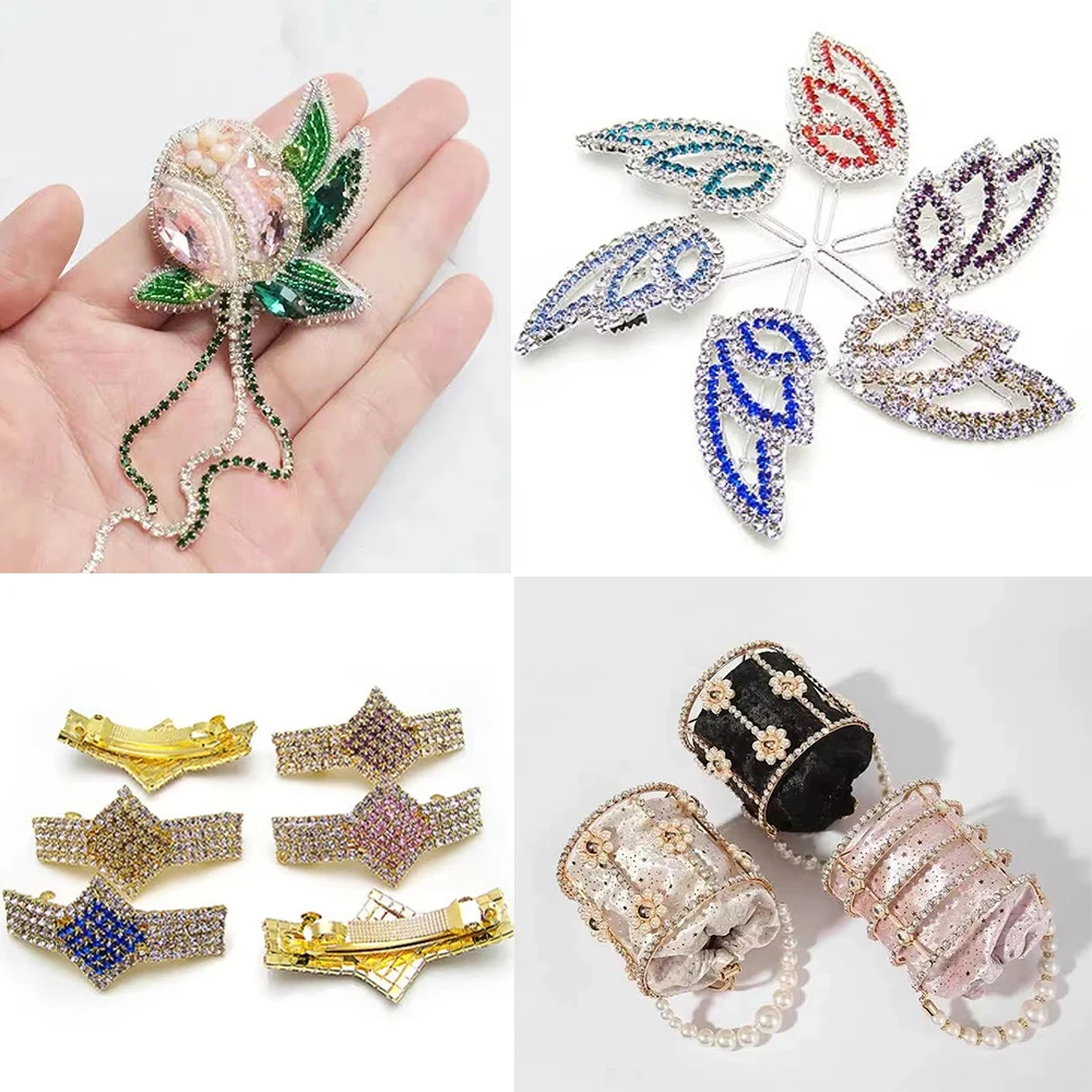 10m Goldboden Glitzer-Glas-Kristall-Strass-Kette zum Aufnähen für DIY-Schmuck, Näharbeiten und Bekleidungszubehör – Detail 22