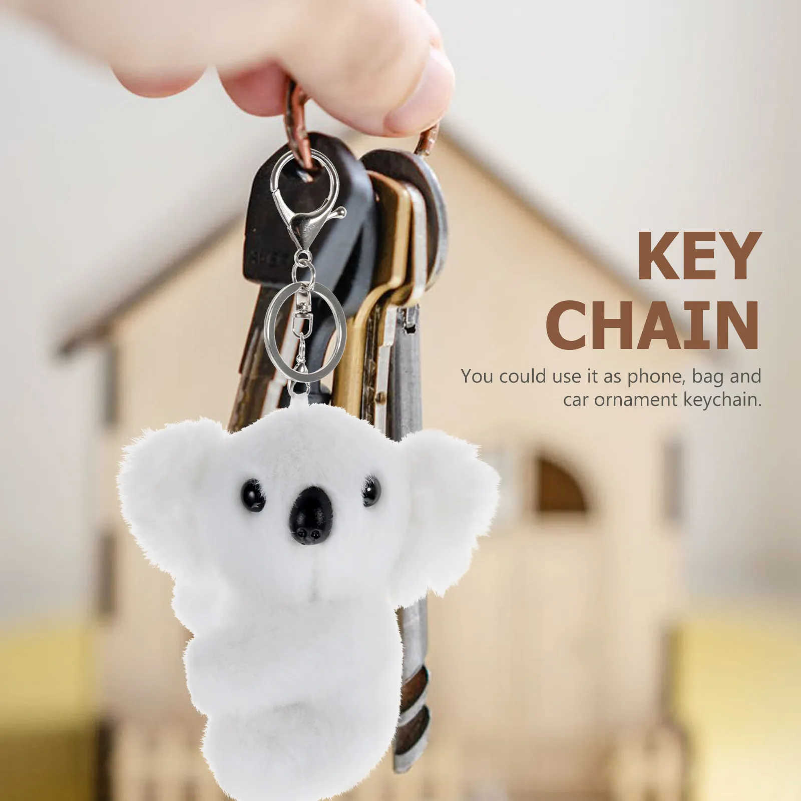 

Adorable Koala Keychain Soft Touch PP Cotton Zinc Alloy Hanging Ornament for Keys Bags Phones Car Decor Graduation Christmas