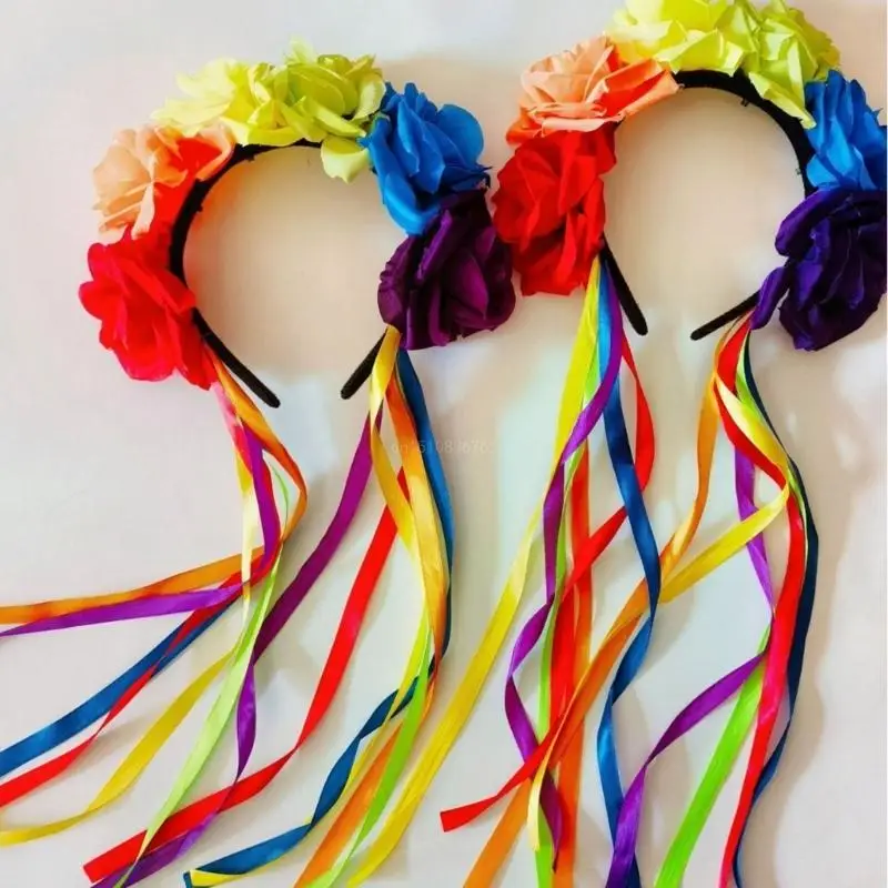 Diadema festiva con cinta para multicolor para niños y adultos X4YC