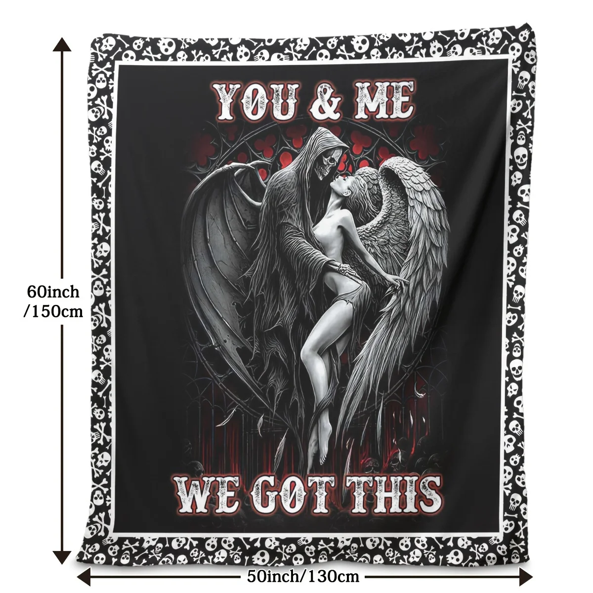 بطانية رمي الجمجمة والملاك المعاصرة ذات الوجهين - بطانية ناعمة من الفلانيل مطبوعة رقمية متعددة الأغراض لجميع المواسم #2