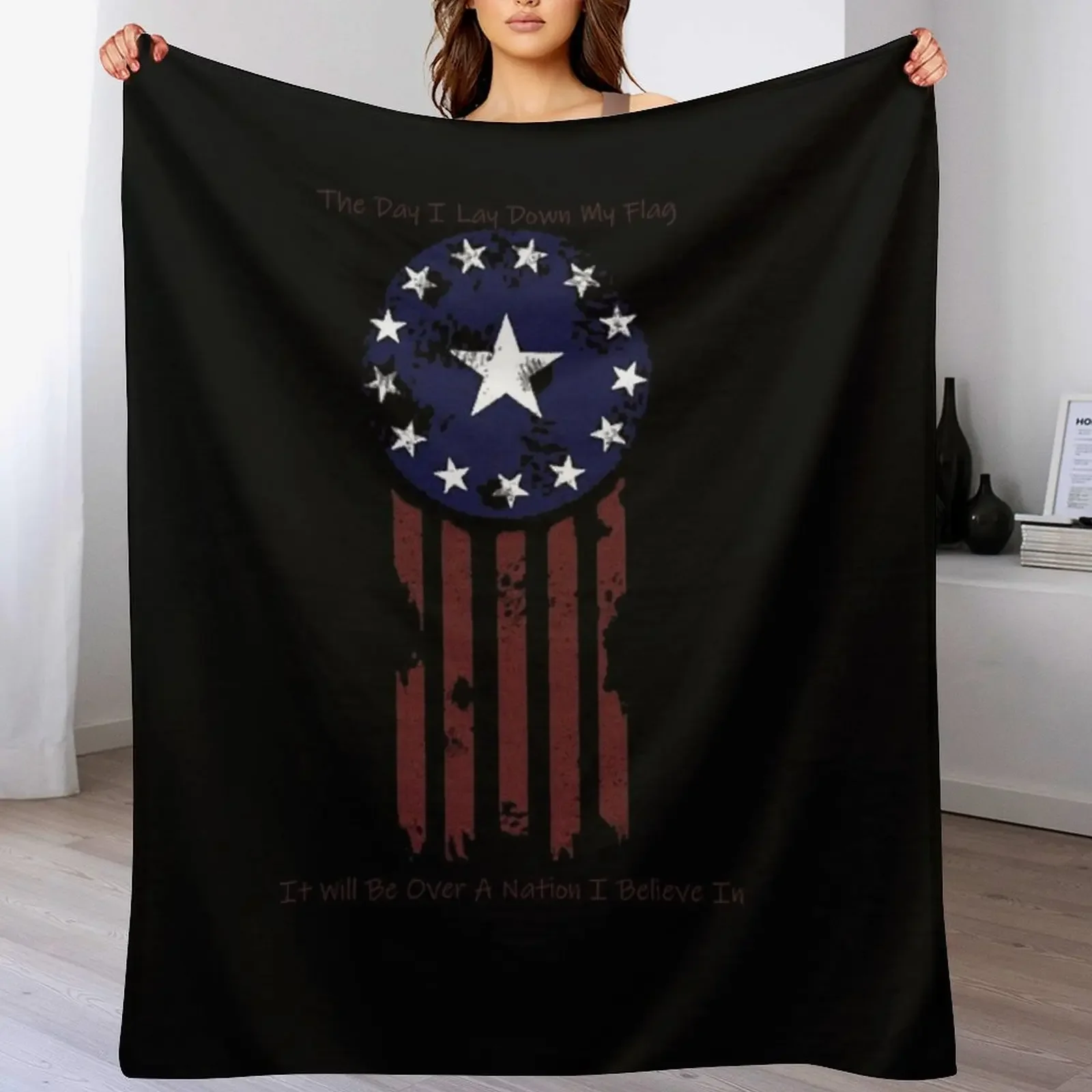 

Lonesome Road Flag with Quote Throw Blanket Flannel Fabric Heavy Cute Blankets For Baby Blankets