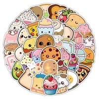 60PCS Cartoon Cute Hand Drawn Food Waterproof Graffiti Stickers for Helmet Bicycle Hand Account Pencil Case Decals
