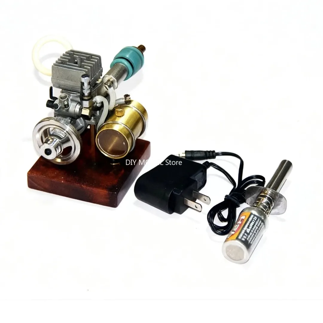 Model silnika ASP12 na metanol, metalowy model silnika z podstawką, rozruch elektryczny, zawiera zasilacz i urządzenie zapłonowe, 2500-12000 obr./min