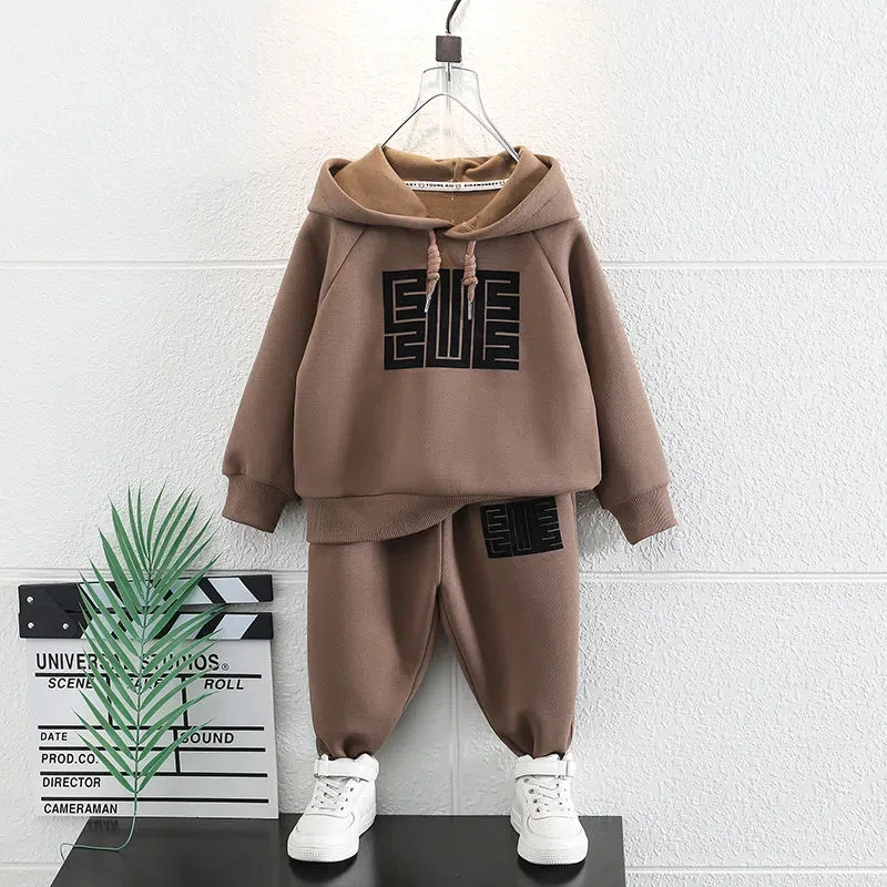 Baby Boys Fleece Hoodie + Sweatpant Kids Tracksuit Children 2-Piece Outfits Clothing Students Jogger Track Pant Sets 1-12 Years