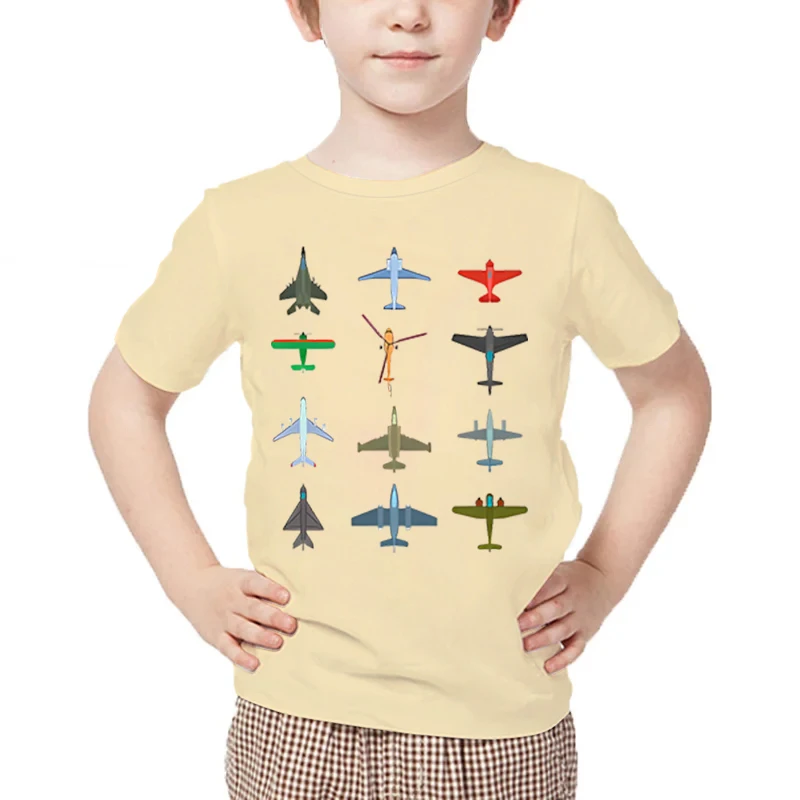 Colour Airplanes Print Baby Boys Summer T Shirt Cartoon Airplane T-shirt Girls Casual Short Sleeve Y2K Tops Kid Harajuku Tshirt