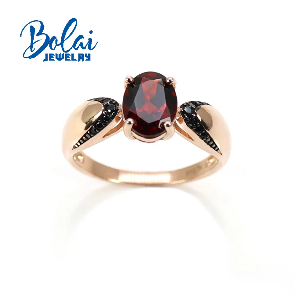 

925 Sterling silver natural red garnet oval 7*9mm rings simple style for women designed fine jewelry suitable for Daily wear