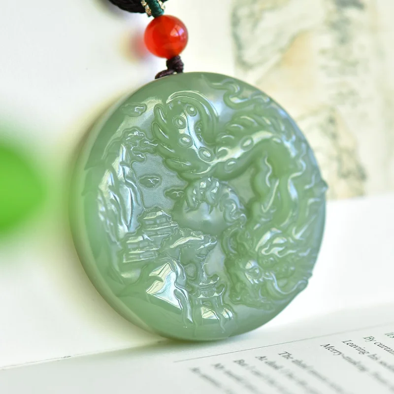 Exquisite Hetian Jade Auspicious Landscape Pendant, Ethnic Style, Fashionable and Versatile