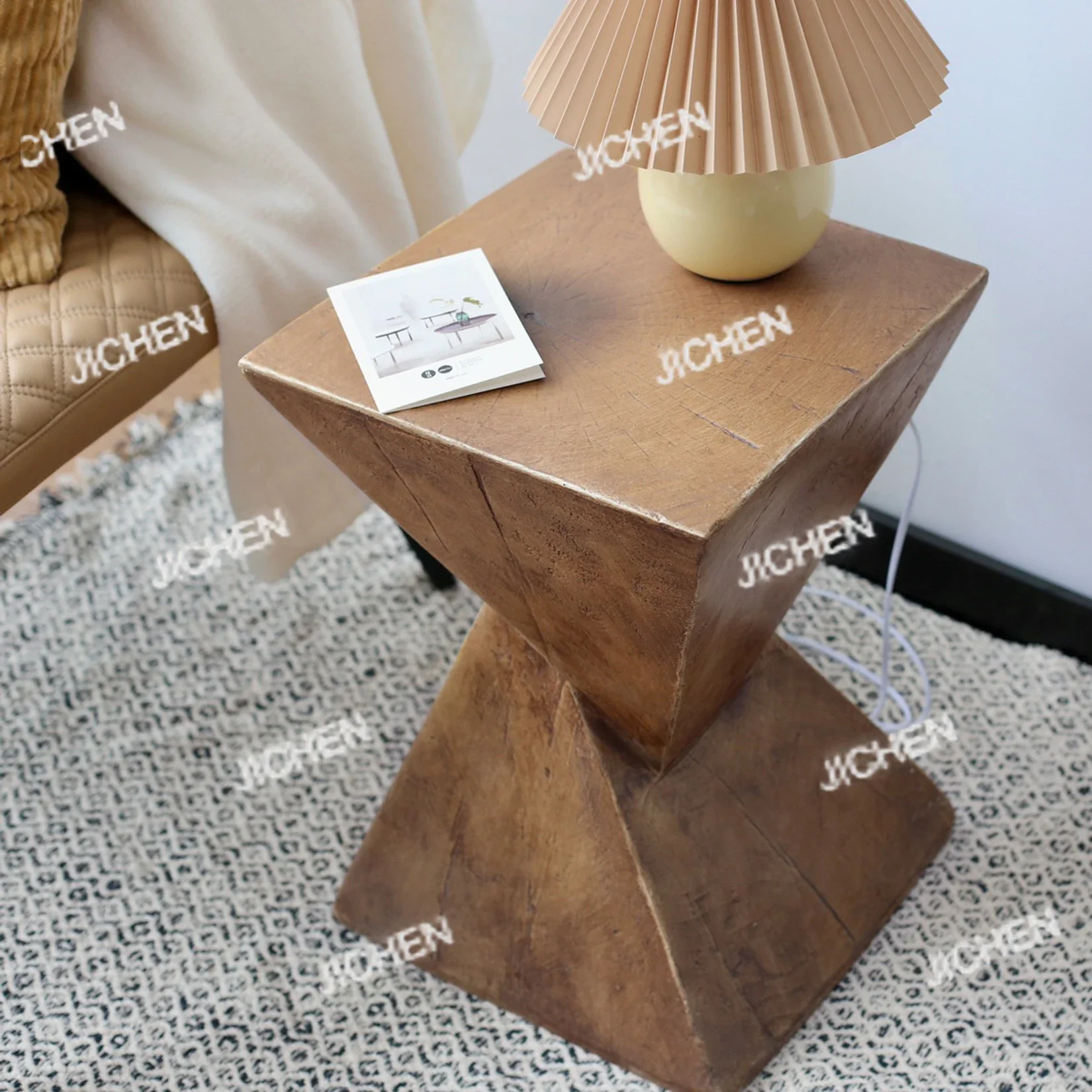 

JCX Lightweight Concrete Accent Table,Modern Geometry Side Table For Indoor And Outdoor,Small Bedside End Table Sofa Vanity Coff