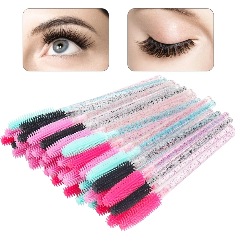 

200pcs Silicone Crystal Mascara Wands Applicator Disposable Diamond Lash Brushes