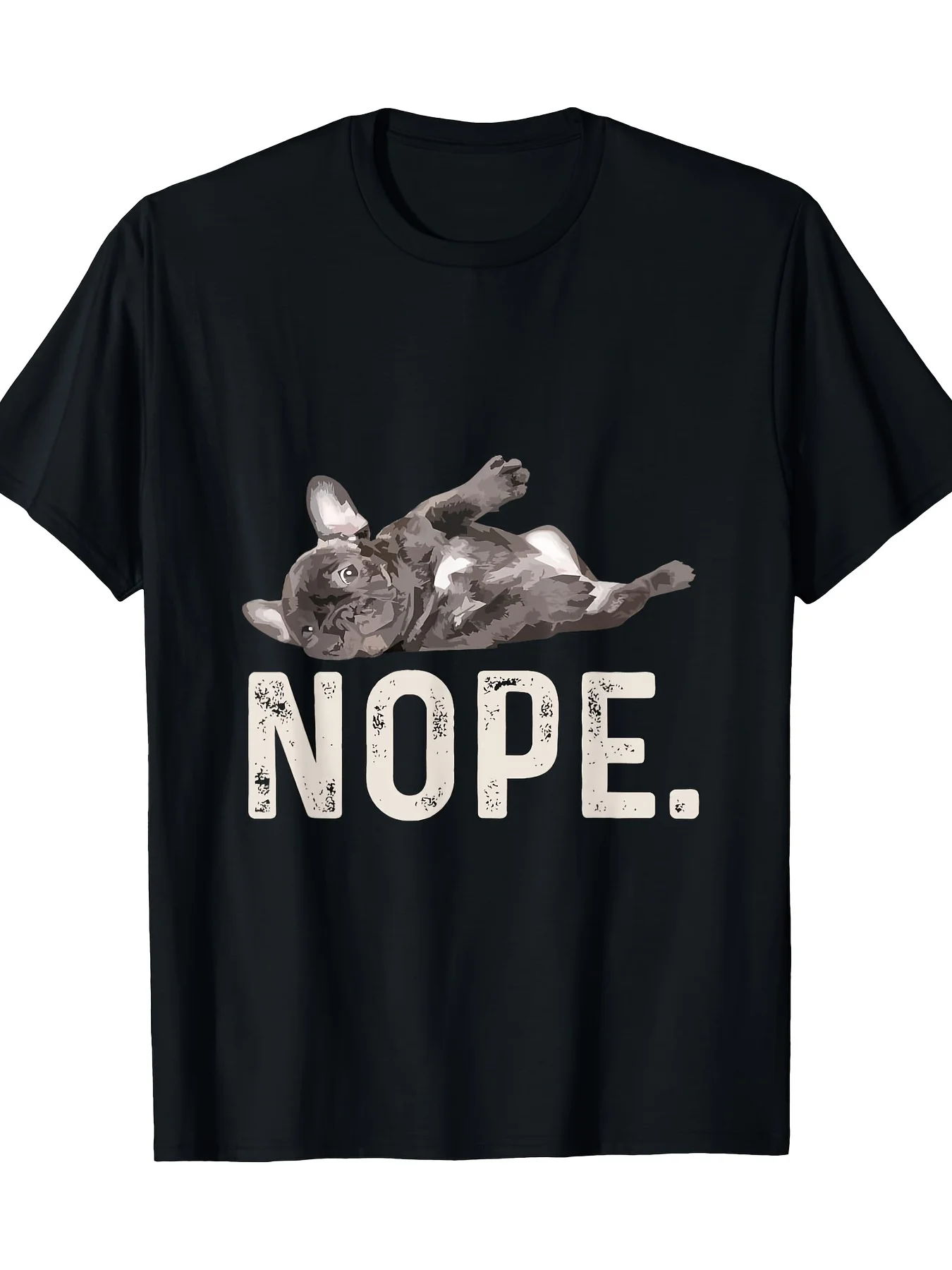 

Men's Vintage French Bulldog "NOPE" Graphic T-Shirt - Cotton Relaxed Fit Short Sleeve Tee Humorous Dog