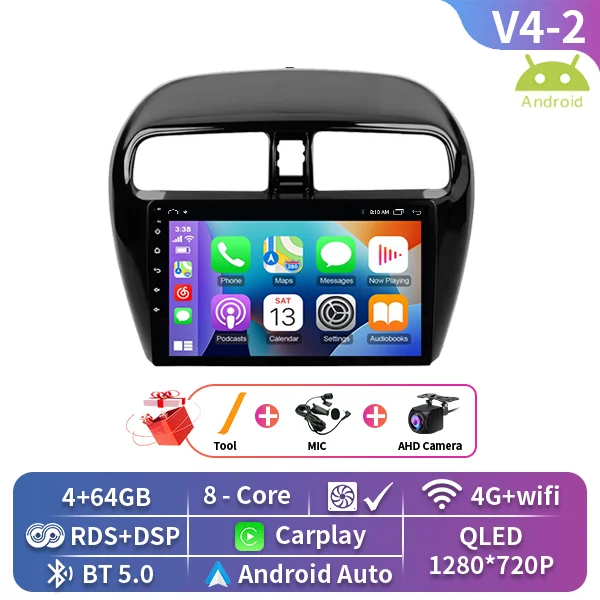 Android 15 Autoradio Voor Mitsubishi Mirage Attrage 2012-2018 Space Star 2014 Gps Navigatie Stereo Multimedia