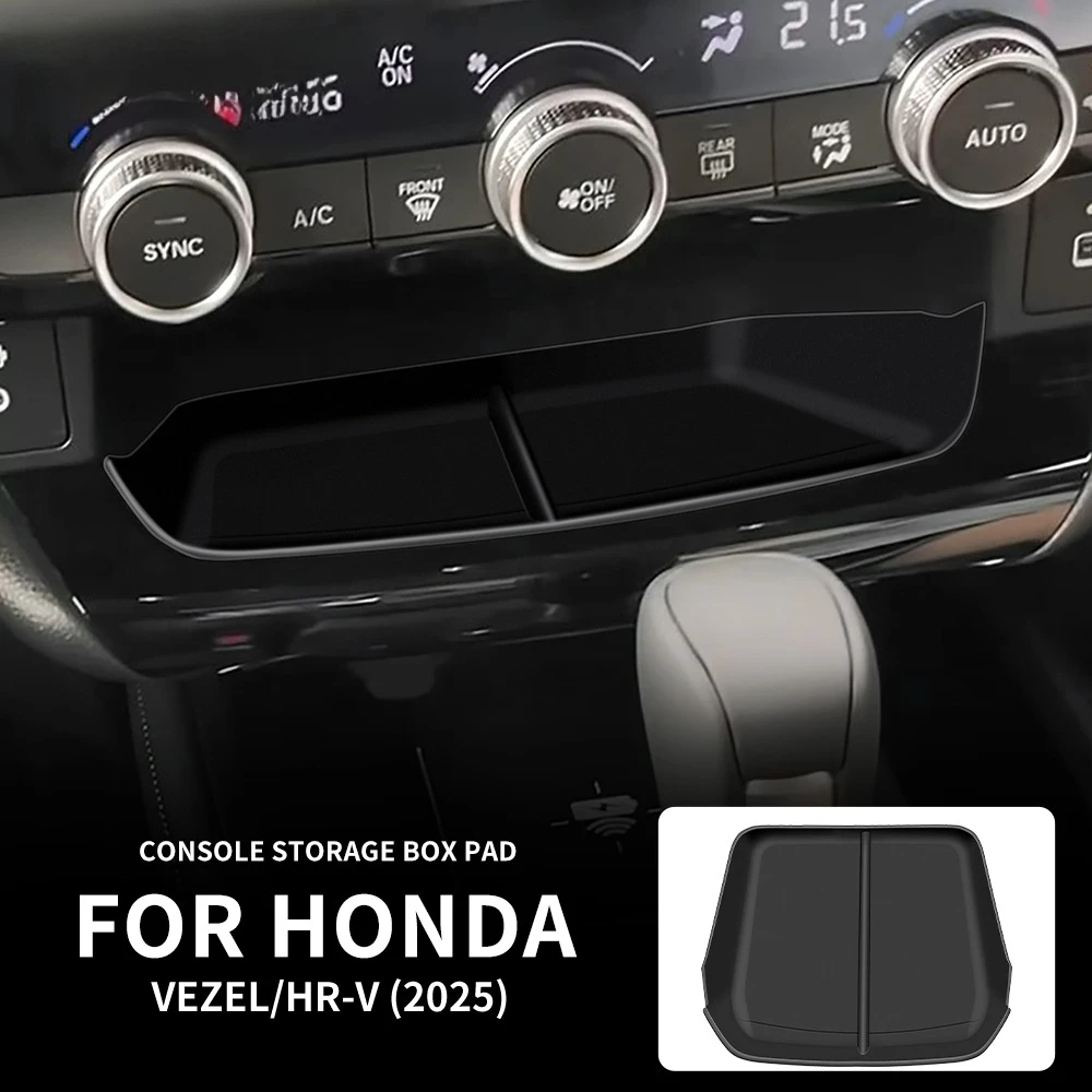 

For 2025 Honda Vezel HR-V Center Console Hidden Storage Box Armrest Organizer Tray Carbon Pattern Interior Trim Accessories