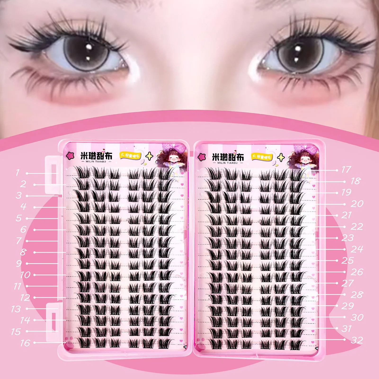 ชุดขนตาปลอมแบบเกาหลี 32Rows สำ - Eyelash Extension Anime Style บทวิจารณ์และราคา