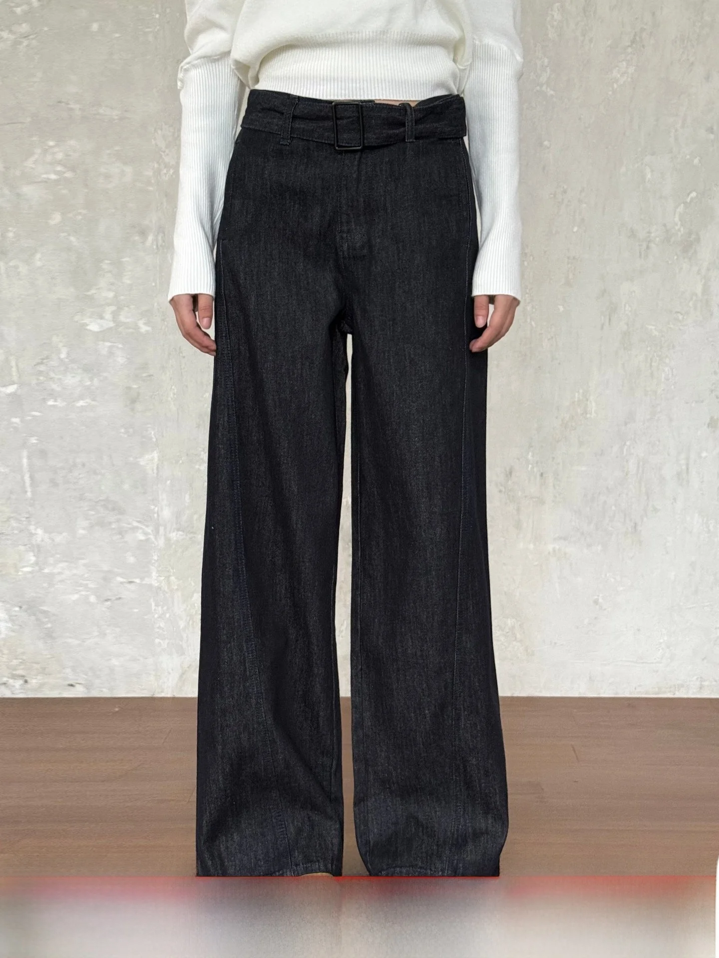 

VintageTang американские джинсы с высокой талией и широкими штанинами, женские свободные утягивающие длинные брюки XiaoSan, чистый цвет