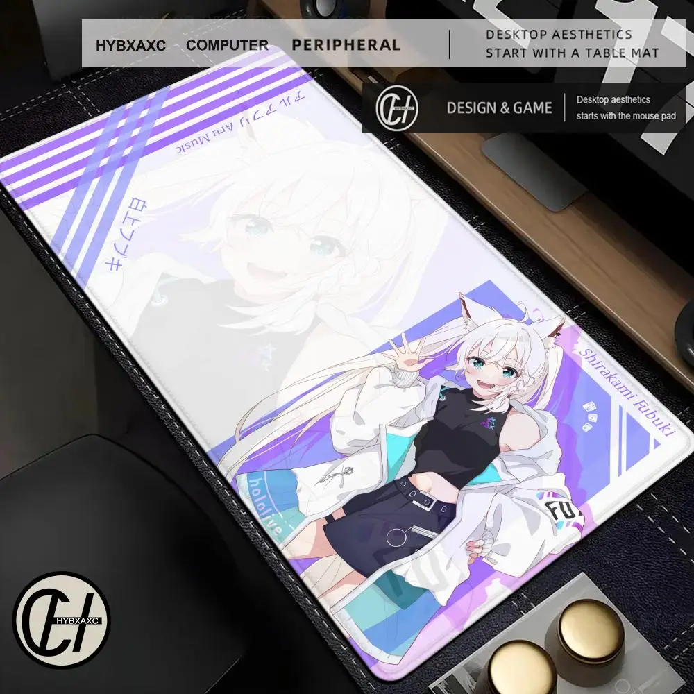 Gaming Mouse Pad Hololive Shirakami Fubuki Custom Home Computer Keyboard Pad Desk Mat Laptop Soft Anti-slip Table Mat Mousepad