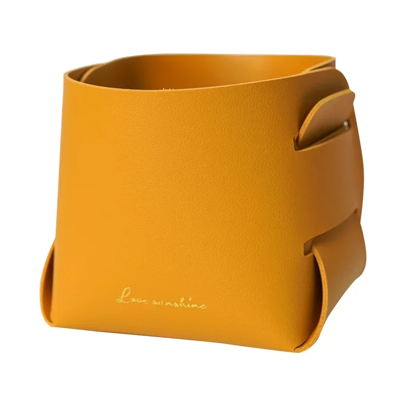 Leather Storage Box Cosmetics Remote Control Pen Key Basket Desktop Sundries Storage Home Organization