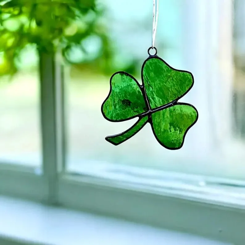 Stained Glass Pastoral Four-leaf Clover Pendant Sun Catcher Pendant Pendant Garden Decorative Plant Customization