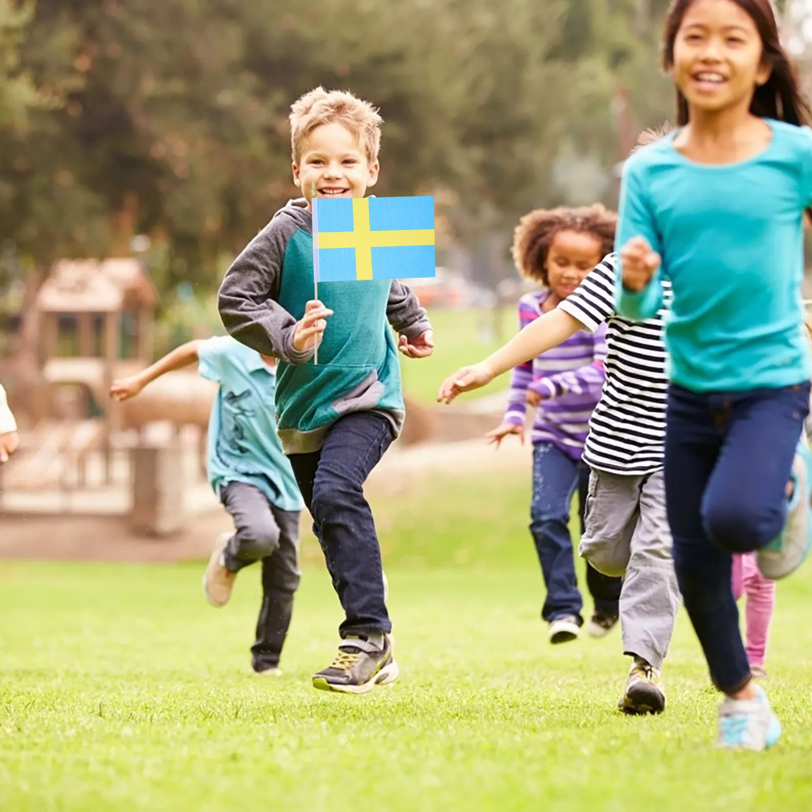 

25Pcs Small Sweden Flags Mini Handheld Wooden Stick Flags for Patriotic Parades National Celebrations Party Decorations