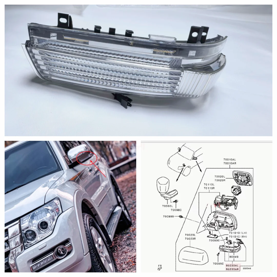 1PCS Rearview Mirror Side Rear View Mirror Light Turn Signal Lamp Fit For Pajero Montero Shogun V73W V87W V93W V97W 8351A029