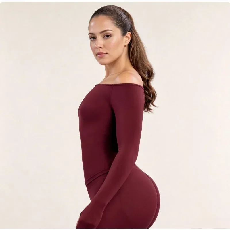 Camiseta de yoga de manga larga para mujer, con diseño sin tirantes, de secado rápido, ideal para actividades deportivas, uso casual al aire libre, para correr, hacer ejercicio físico y entrenamientos.