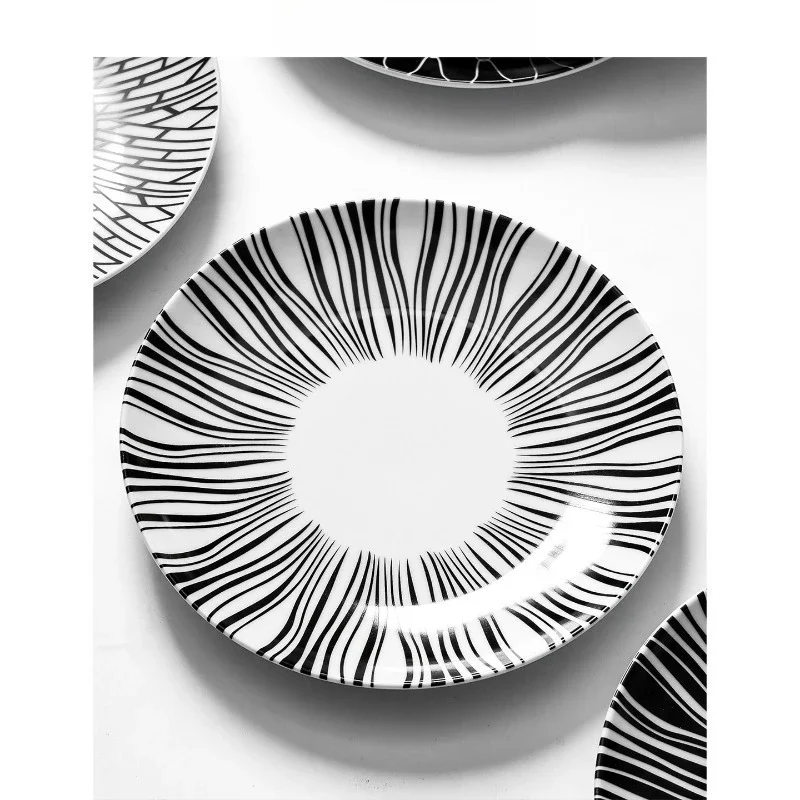 European Ceramic Steak Plate, Commercial Restaurant Dinnerware for Western Cuisine, Elegant Plating Serving Dish with Rims