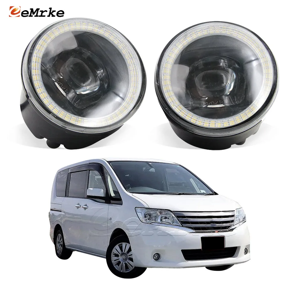 

LED Fog Lights Assembly for Nissan Serena 20G 20S C26 Pre-facelift 11.2010-12.2013 with Lens Car Angel Eye Daytime Running Light