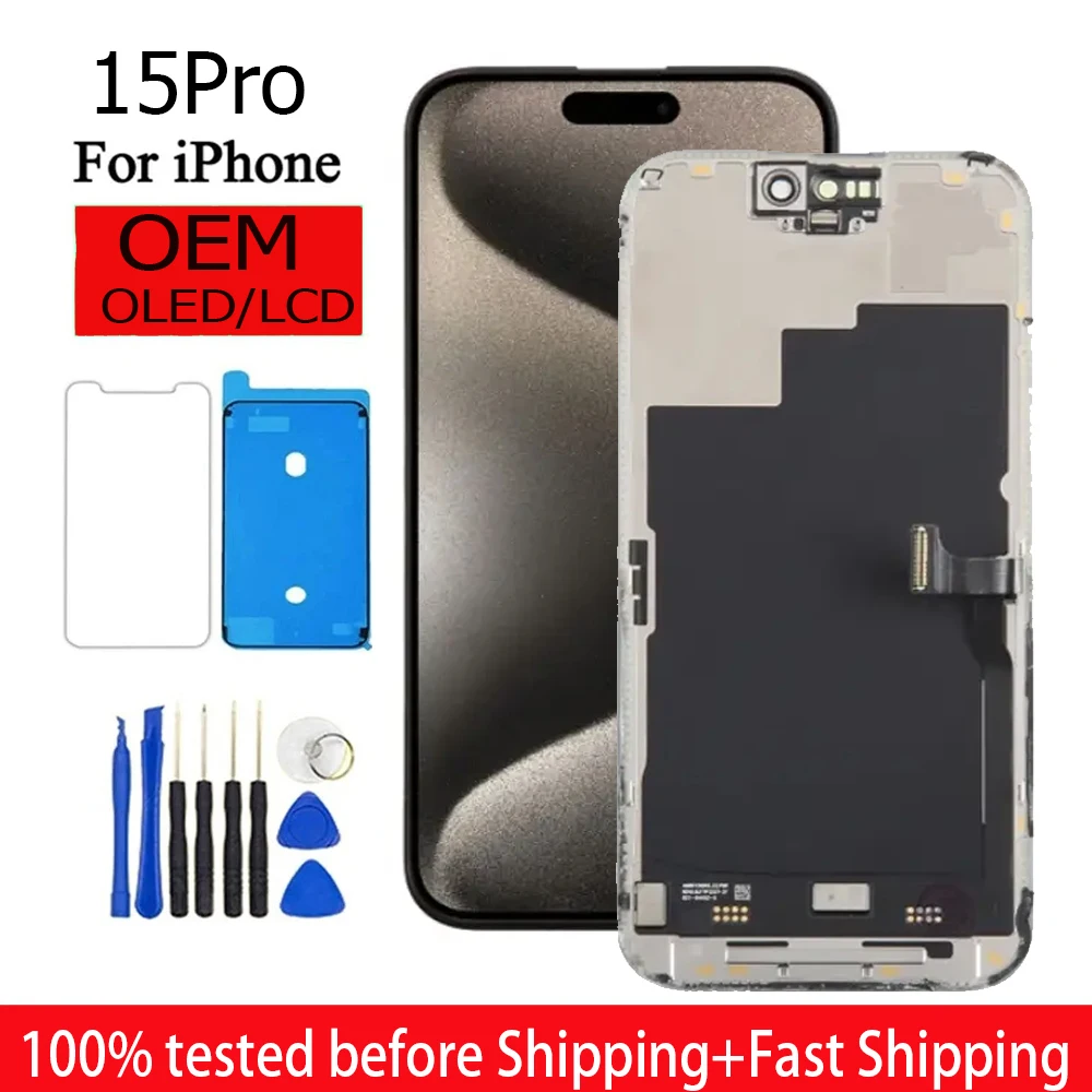 OLED Pantalla dla iphone 15Pro Wyświetlacz LCD Ekran dotykowy Digitizer Zespół dla iPhone 15Pro Wymiana LCD A3090 A2846 A3089