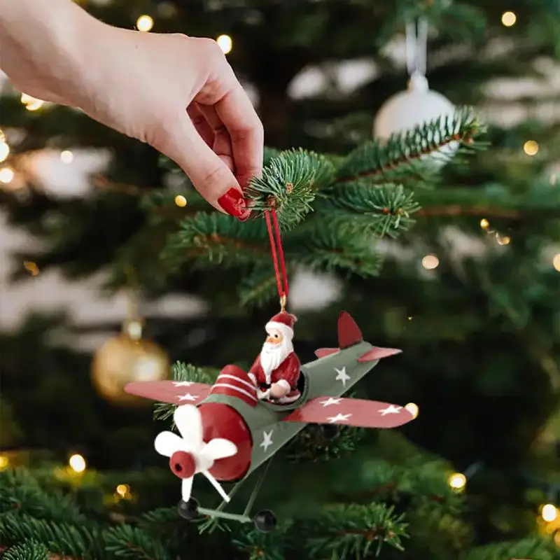 Avión volador de Papá Noel/muñeco de nieve, adornos navideños, juguetes colgantes para árbol de Navidad, decoración del hogar, regalo para niños