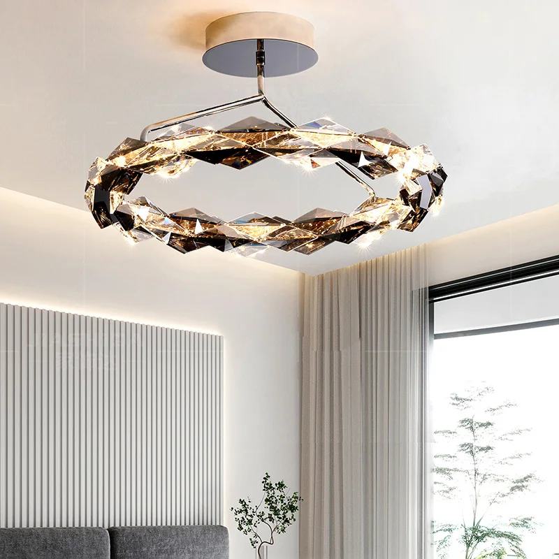 Italian Luxury Crystal LED Ceiling Lamps Living Room Restaurant Bedroom Apartment Staircase High-end Chandelier Home Decor Light