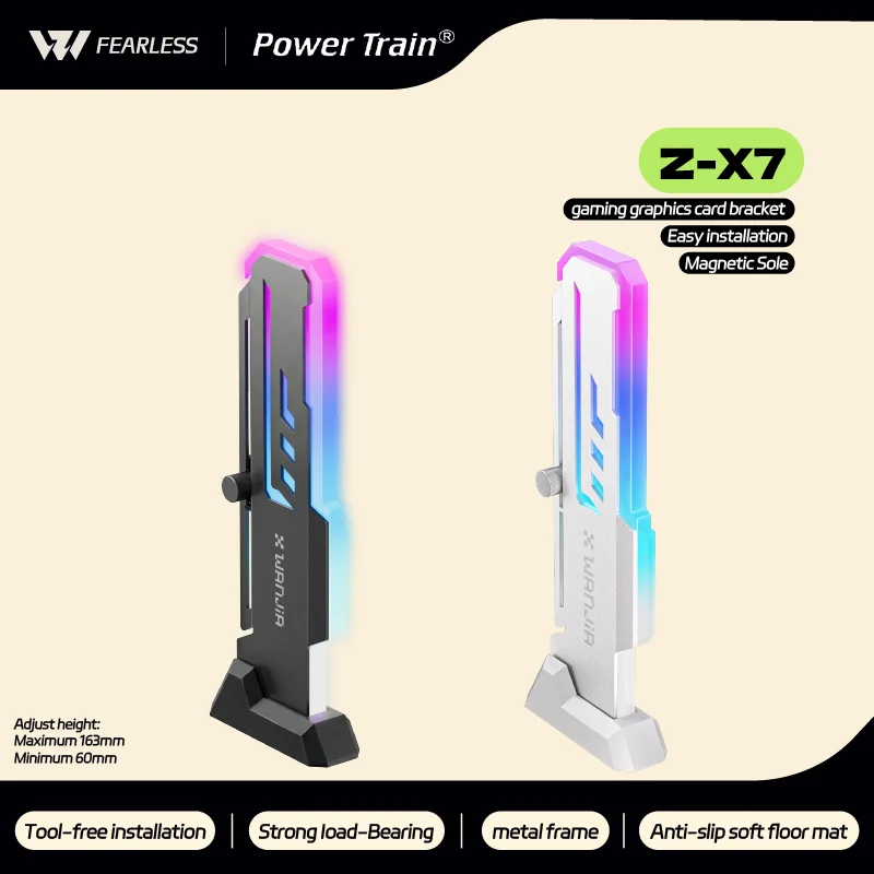 Power Train Z-X7 ARGB Gaming Graphics Card Bracket Temperature Display Magnetic Sole Strong Load-Bearing Easy to Install