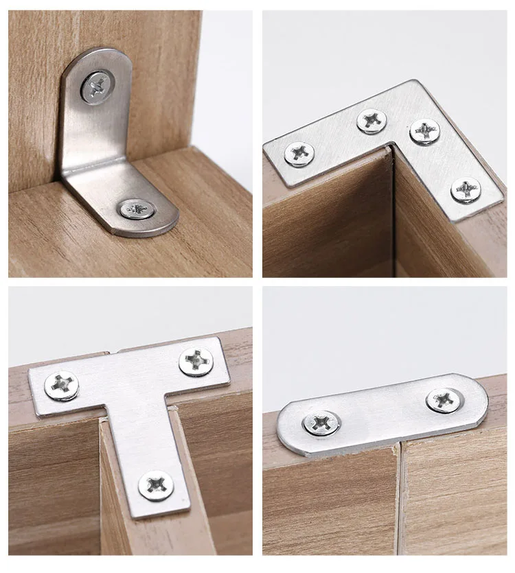 Square Right Angle Stainless Steel Corner Braces With Screws, Angle Shelf Supports for Wood Furniture Accessories, Table
