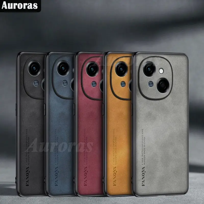 

Luxury Vintage Sheepskin Leather Case For Tecno Spark Go 1 Men Retro Back Cover For Tecno Spark Go 2023 2024 1go