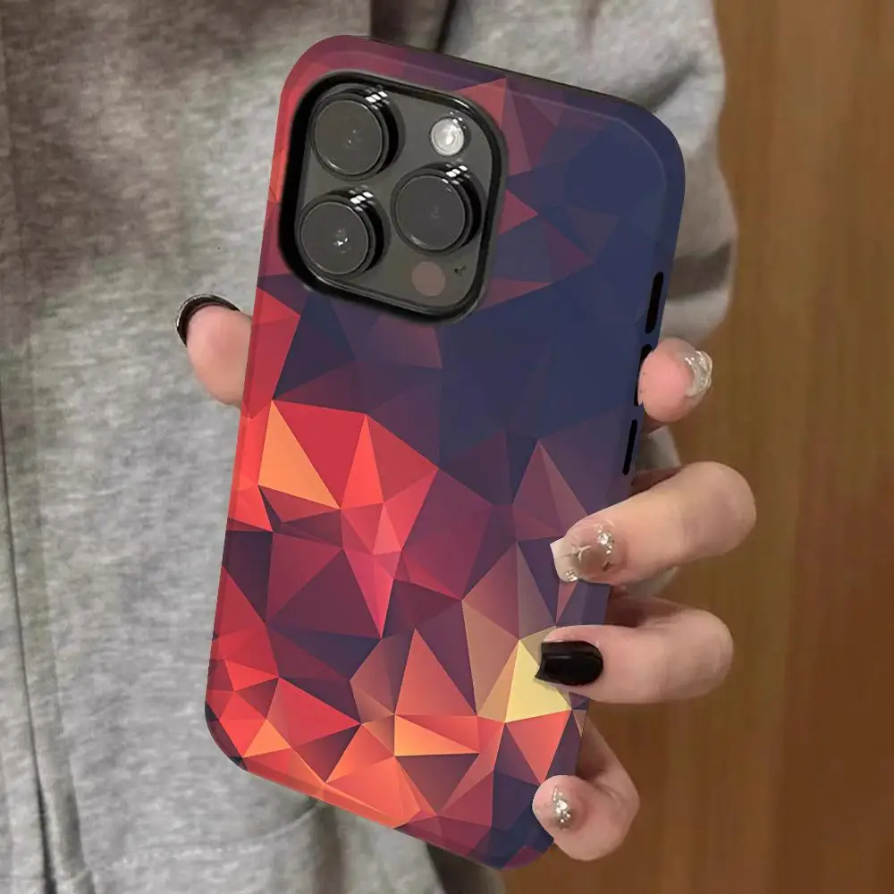 

Geometry Phone Case Double-layered 2-in-1 Film Case For IPhone 16 15 Promax 14 13 Pro 12 11 plus Samsung S25 24 23 Covers