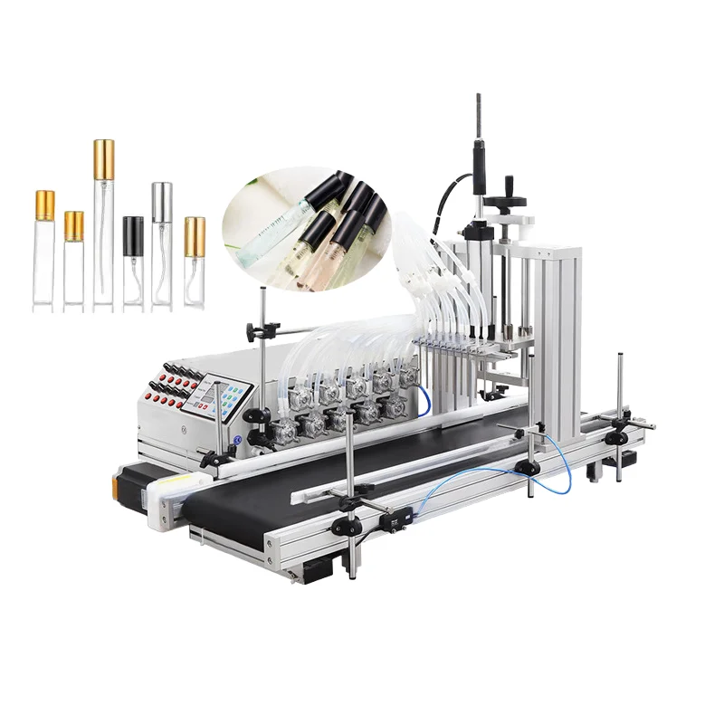 New Quantitative Filling Packaging Machine Desktop 6 Nozzles  Small Scale Bottle of Ampoules and Droppers Perfume Samples