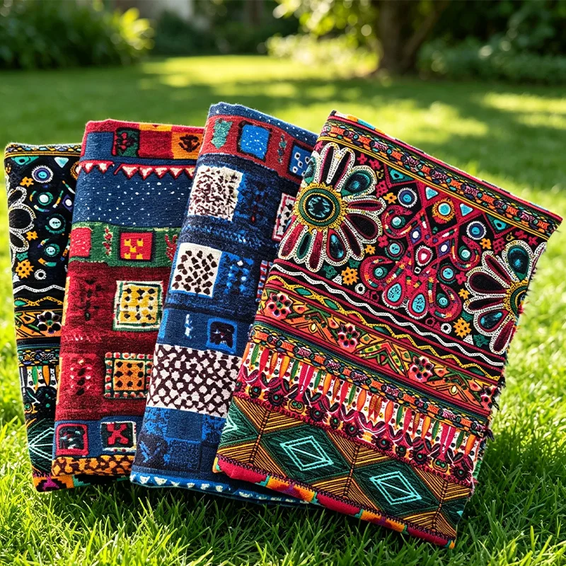 Cotton and Linen Handmade Fabrics, Ethnic Style Fabrics, Textile Patchwork, Suitable for Making Sofa Covers, Clothing, Pillows, Hotel Bar Tablecloths, and Curtain Decoration Craft Materials