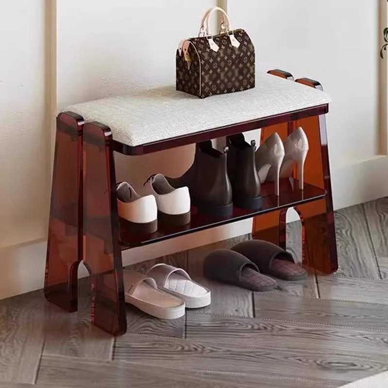 Hallway Transparent Foot Stool Plastic Storage Pouf Modern Minimalist Relaxing Foot Stool Lazy Children Tabouret Home Furniture