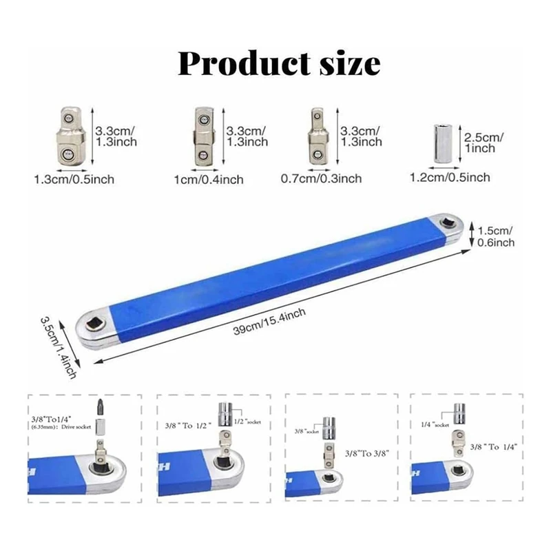 Imagem -06 - Deslocamento Chave Extensão Multifuncional Apertado Chave Alcance Metal Aço Carbono Impacto-ready Ferramenta Chave Soquete 15