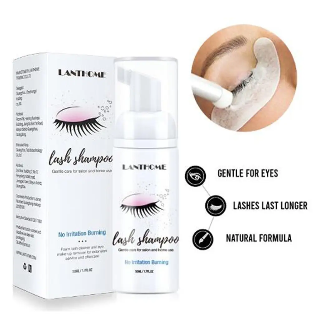 Shampoing pour les cils, nettoyant en mousse, démaqucorporelle, doux, nettoyage en profondeur, sans irritation ni combustion, pour la mousse d'extension