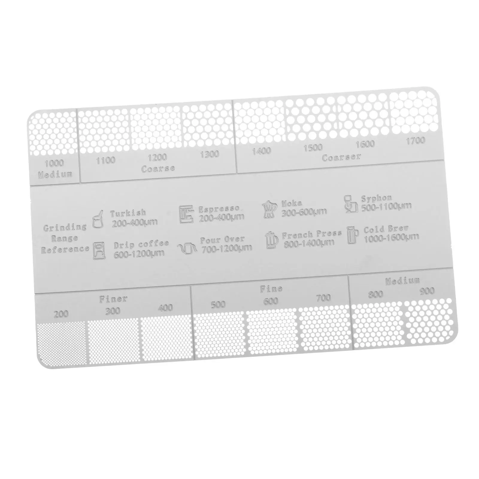 Coffee Powder Coarseness Reference Card Stainless Steel Coffee Ground Gauge for Burr Mill Kitchen Coffee Shop Supplies
