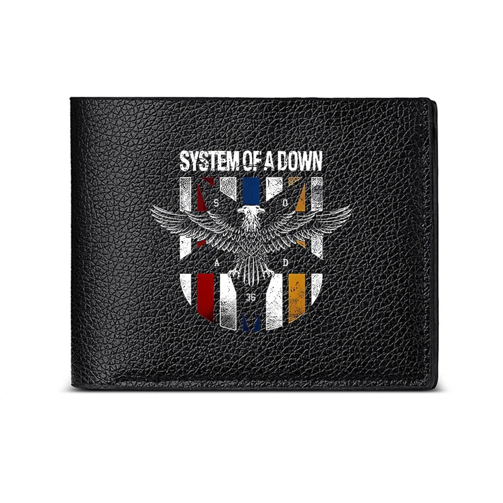 System Of A Down Eagle Shield Design Men's Wallet Card Holder Fashion Casual Business Style