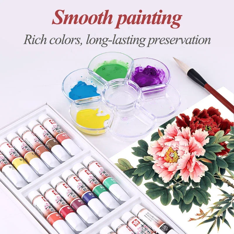 SAKURA 12/18/24 Colors 12ML Chinese Painting Pigments Set Painting Drawing Tools For Artist Students Art School Supplies