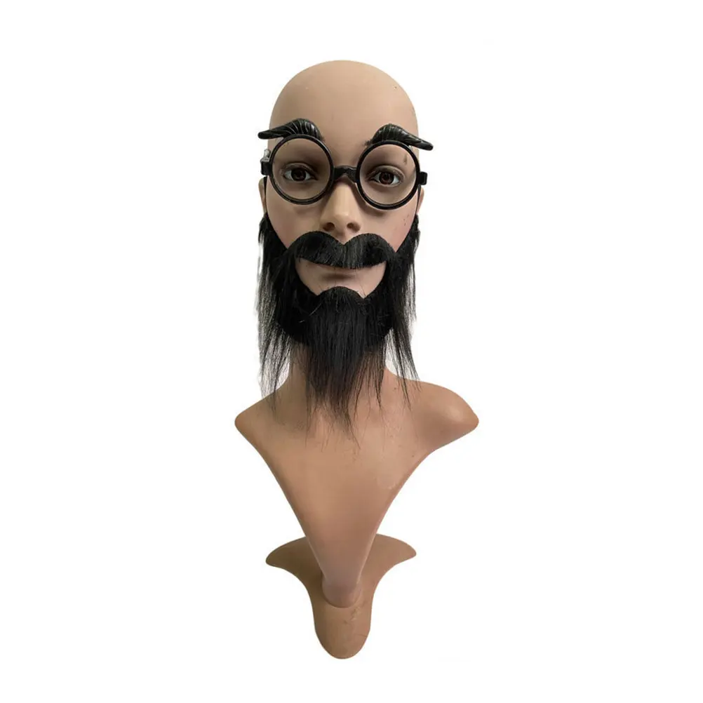 

2Sets Party Cosplay Fake Beard Eyeglasses Set Costume Performance Props Decoration Mustache Ornament Fun Fake Beard for Men