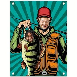 Fisherman Banner Backdrop Background Pretend Play Party Game Photo Booth Props Gone Fishing Fisher Fish Theme Decor for Boy Girl