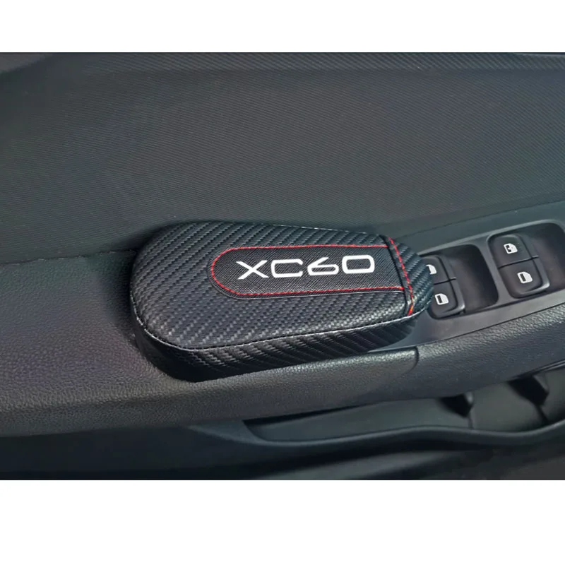 For VOLVO Xc60 1pc Carbon Fiber Leather Auto Leg Cushion Knee Pad Car Door Arm Pad Car Accessories Vehicle Protective