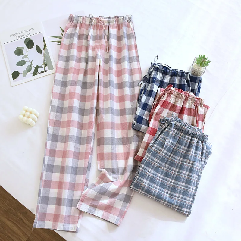 2025 Plaid Design Pajama Pants For Women's Roomwear Long Trousers Cotton Spring and Autumn Thin Style Loose-Fitting Pajama Pants