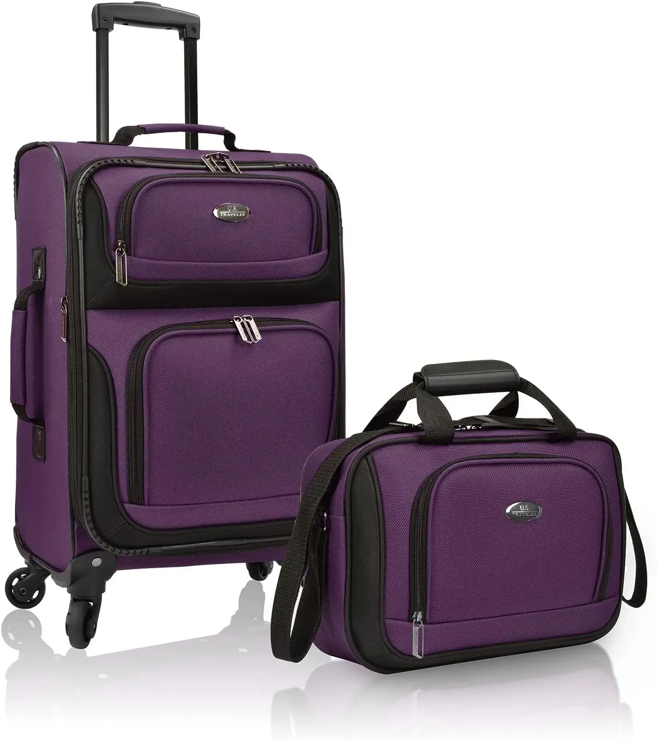 

Lightweight Purple Rolling Carry-on Suitcase with 4-Wheel Set for Easy Travel
