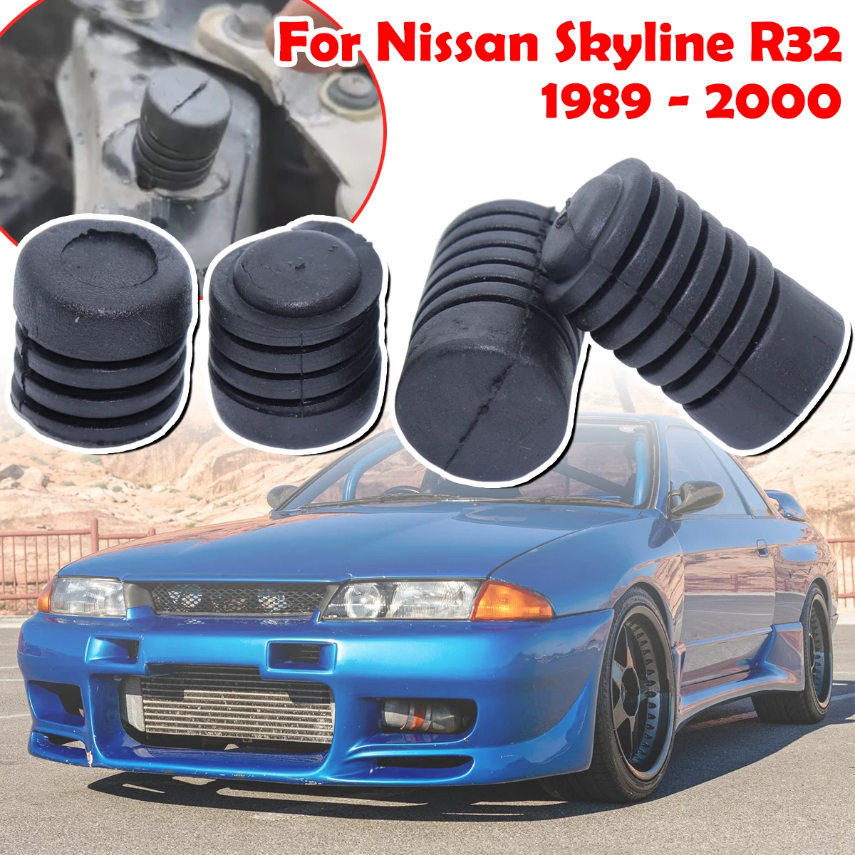 

Car Bumper Bonnet Hood Lid Rubber Stoppers Cushion Insulator Buffer Accessories For Nissan Skyline R32 1989 1990 1991 1992- 2000